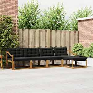 Zunanja garnitura za sedenje z blazino 5 pcs Naravna in črna