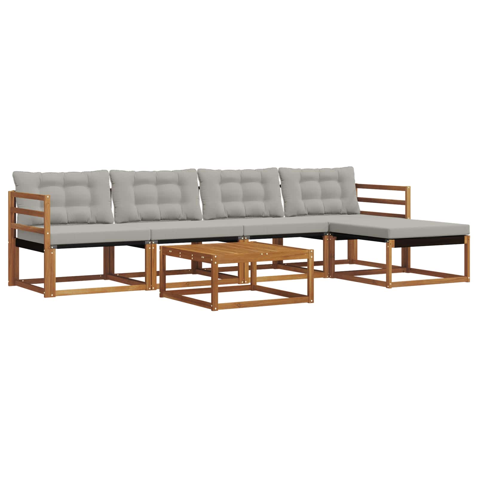 Zunanja garnitura za sedenje 6 pcs Naravna in svetlo siva - slika 2