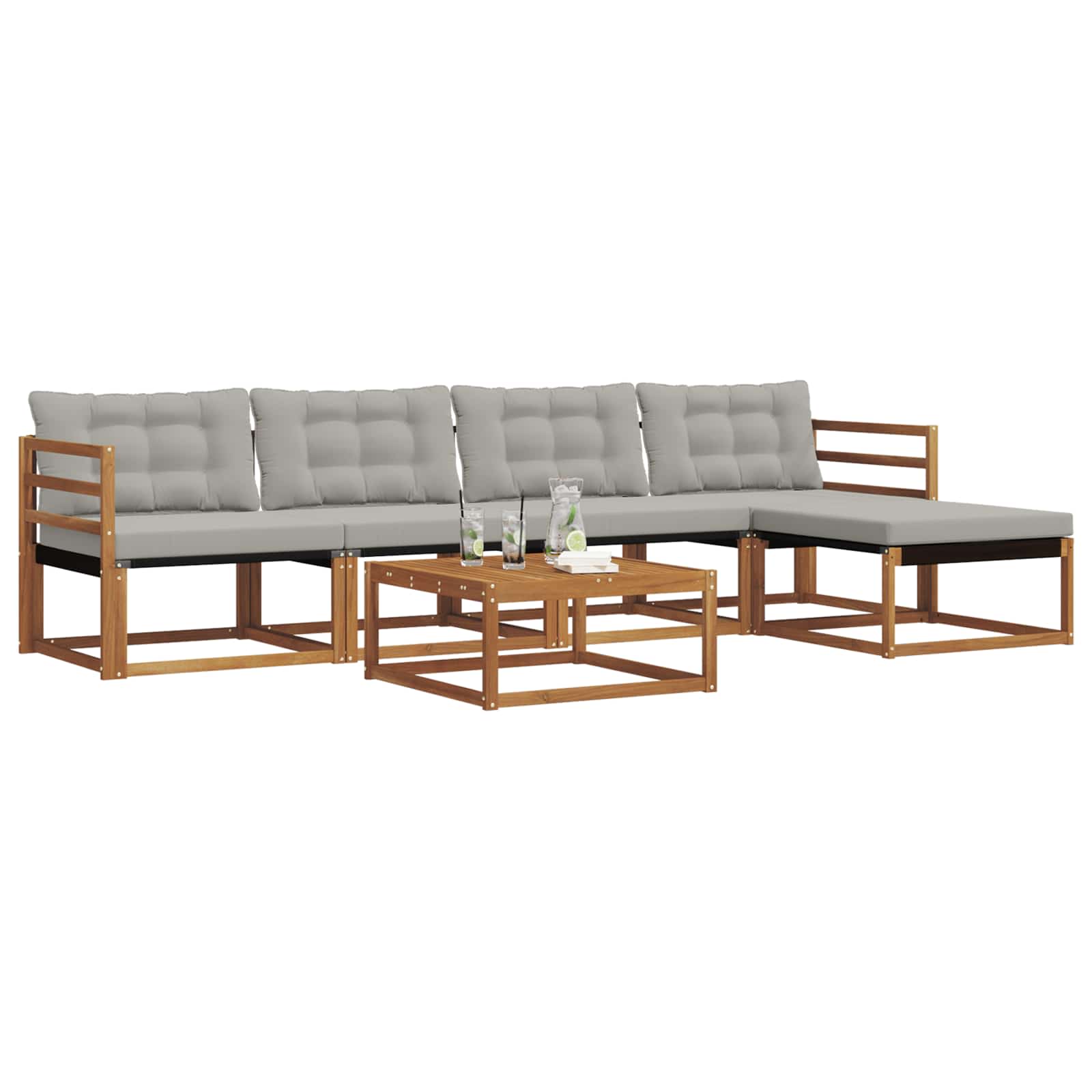 Zunanja garnitura za sedenje 6 pcs Naravna in svetlo siva - slika 3