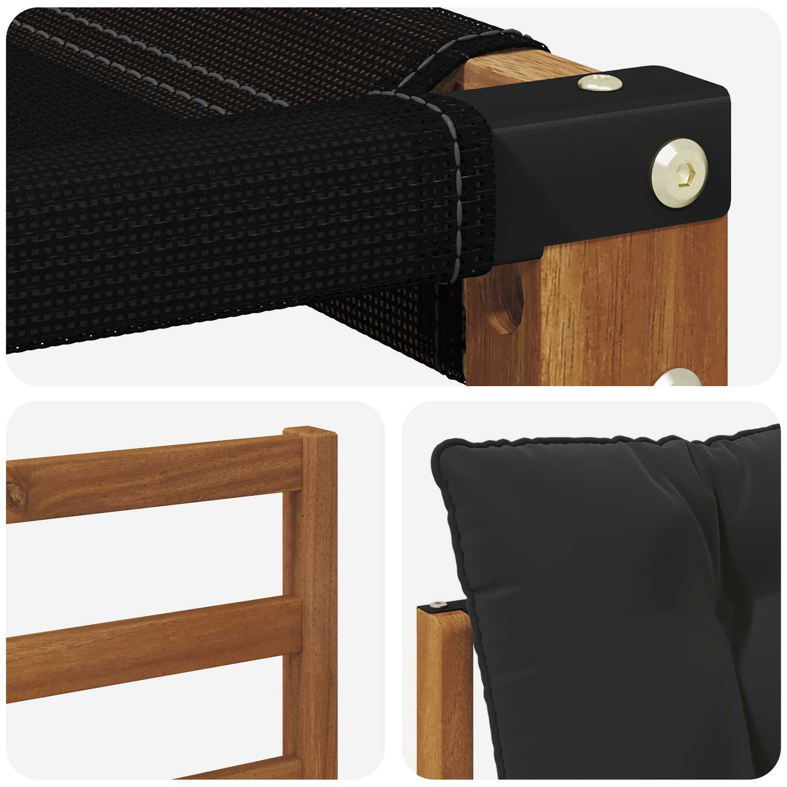 Zunanja garnitura za sedenje z blazino 6 pcs Naravna in črna - slika 9