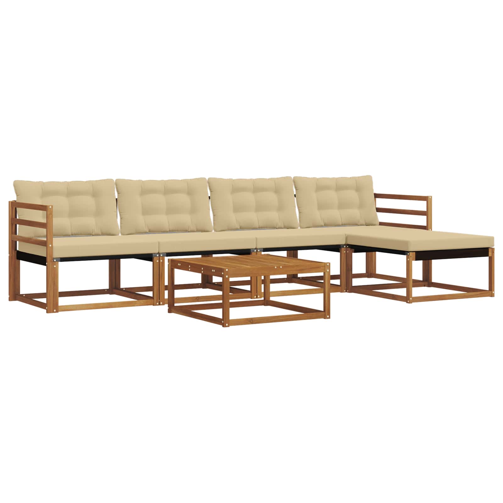 Zunanja garnitura za sedenje z blazino 6 pcs Naravna in bež - slika 2