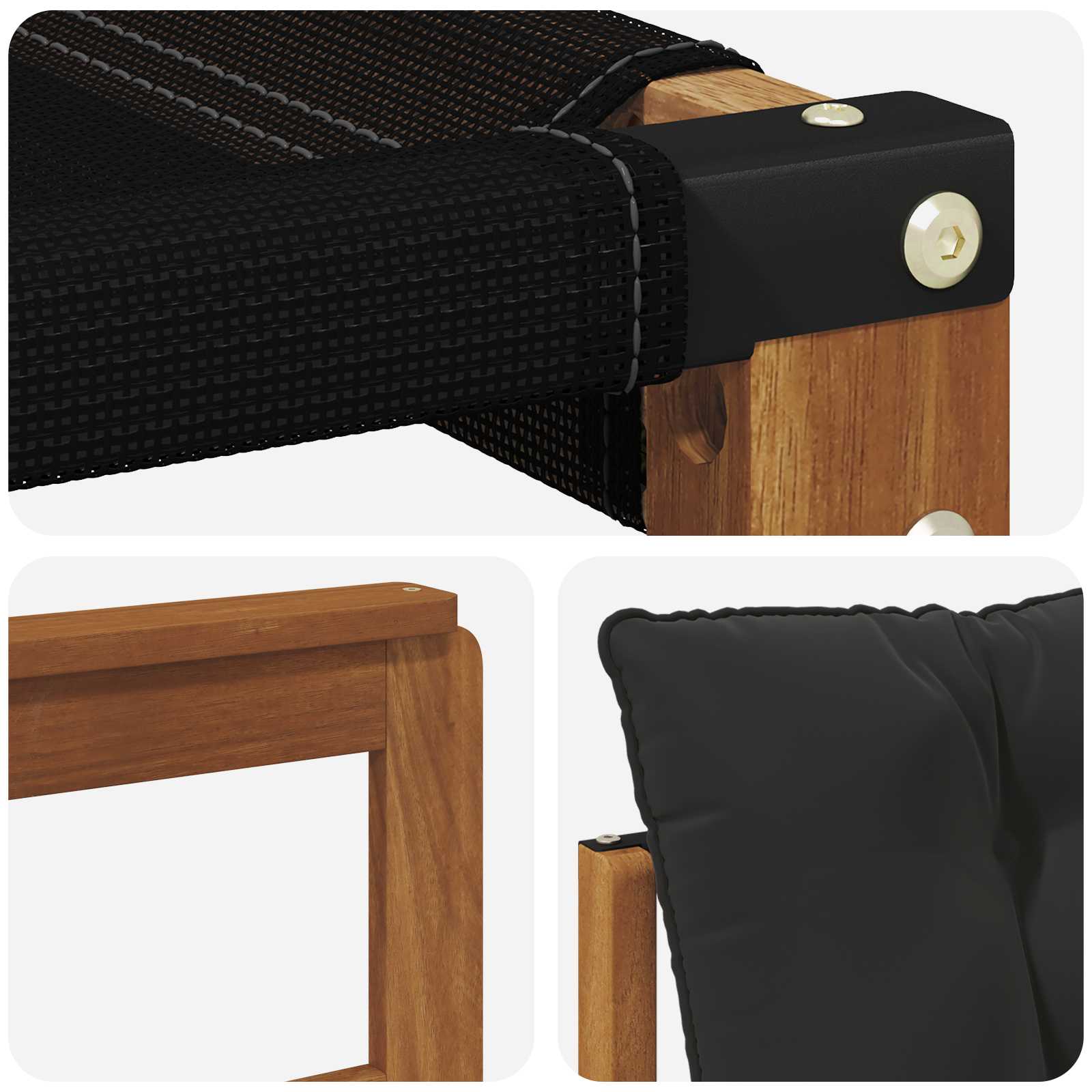 Zunanja garnitura za sedenje z blazino 6 pcs Naravna in črna - slika 9