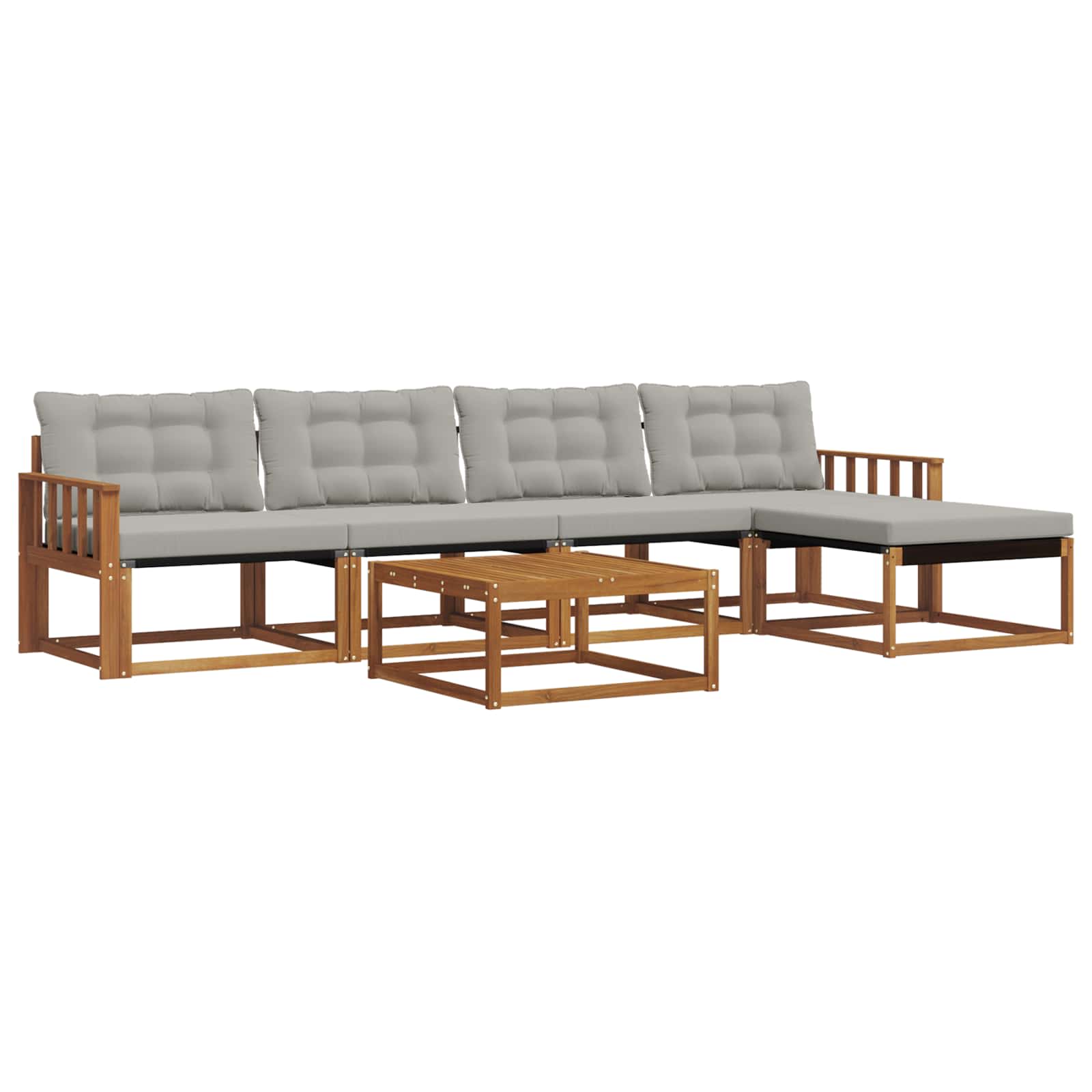 Zunanja garnitura za sedenje 6 pcs Naravna in svetlo siva - slika 2