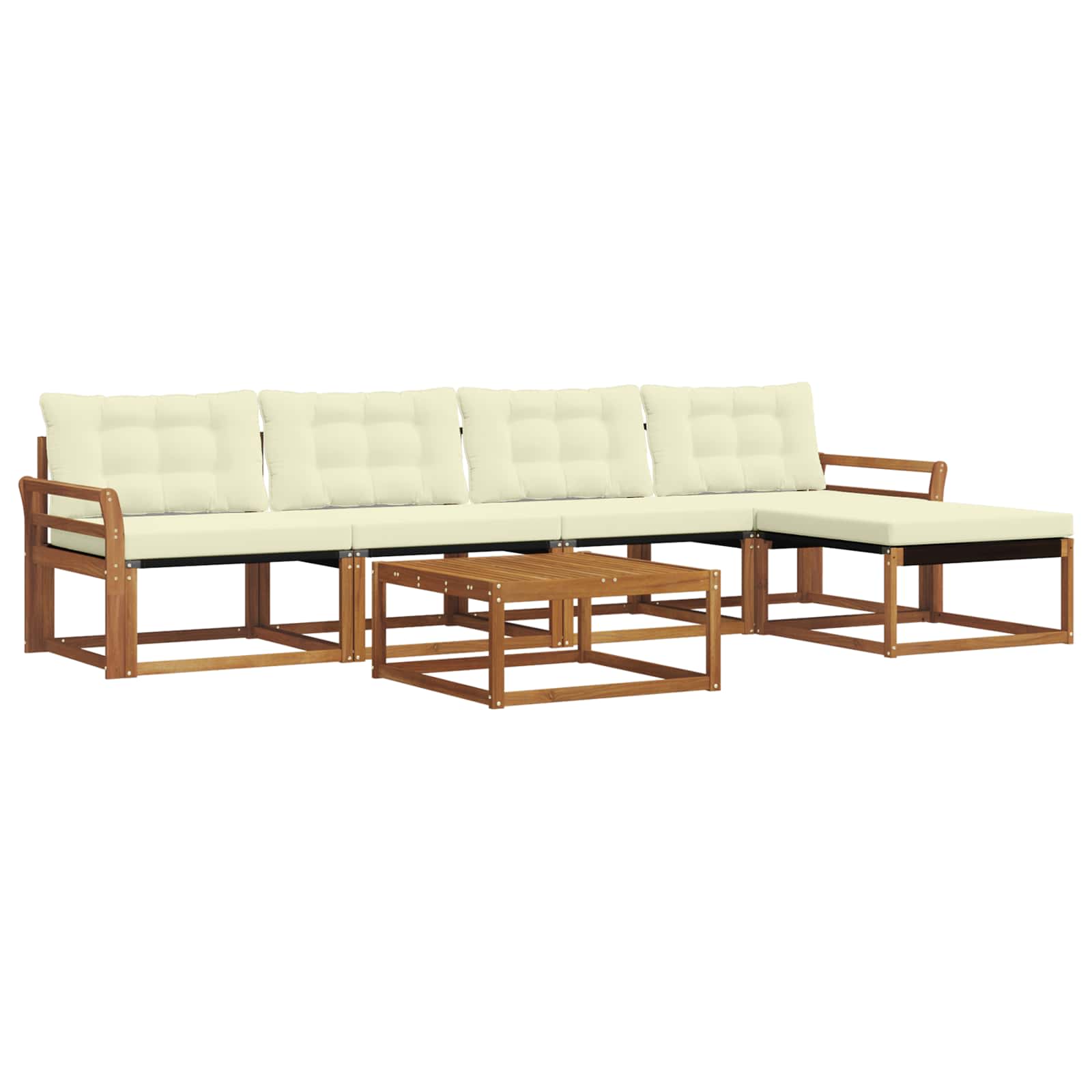 Zunanja garnitura za sedenje z blazino 6 pcs Naravna in smetana - slika 2