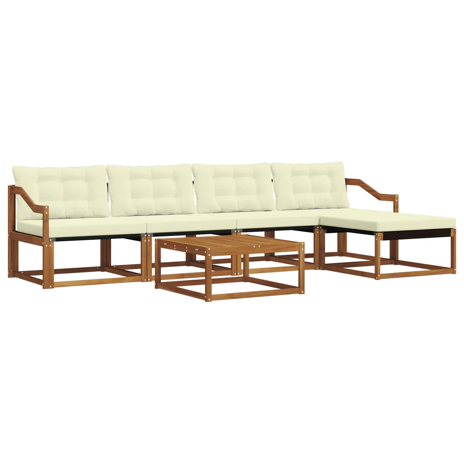 Zunanja garnitura za sedenje z blazino 6 pcs Naravna in smetana - slika 2