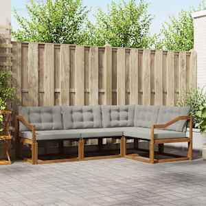 Zunanja garnitura za sedenje 4 pcs Naravna in svetlo siva