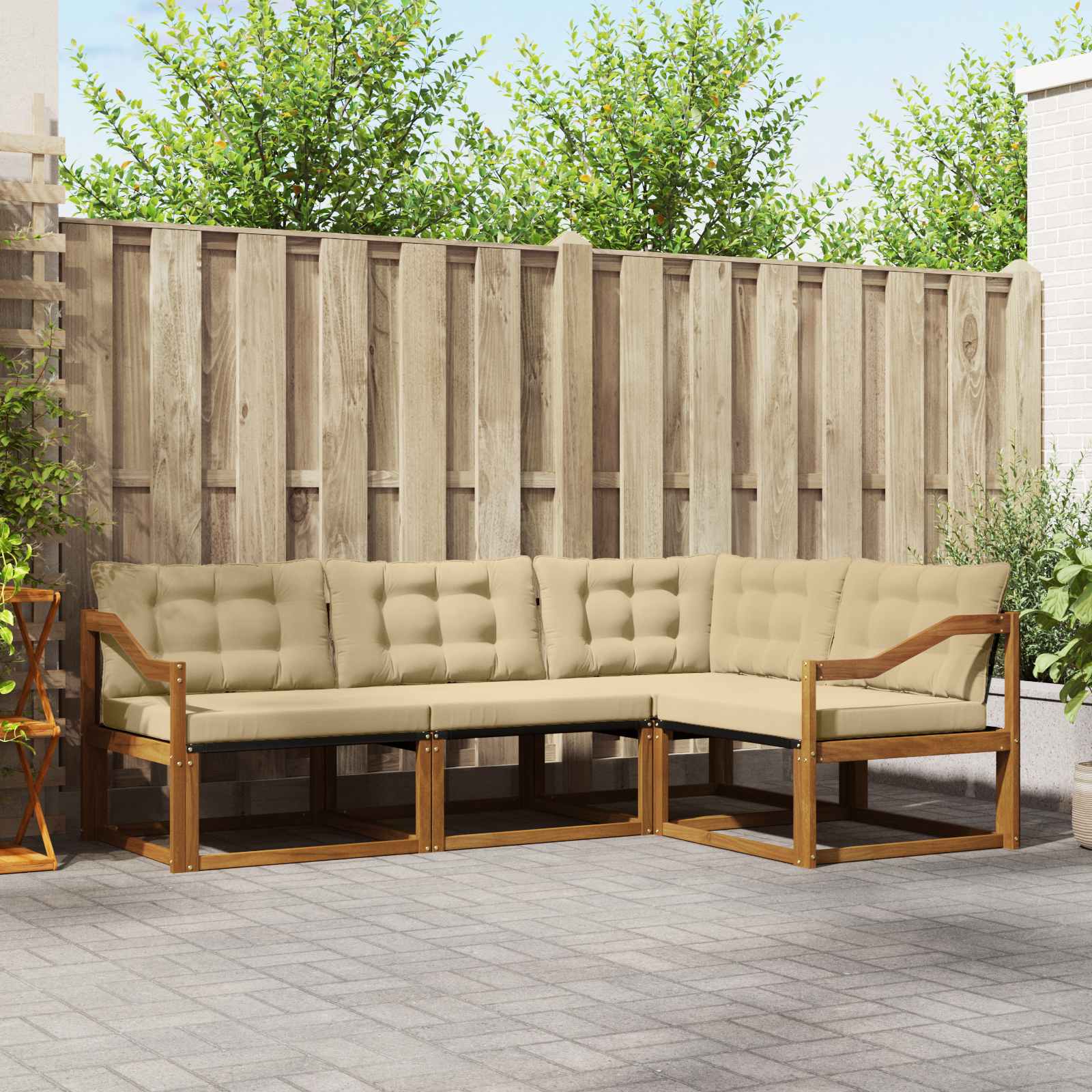 vidaXL Sofa Set mit Kissen 4 pcs Natur und Beige