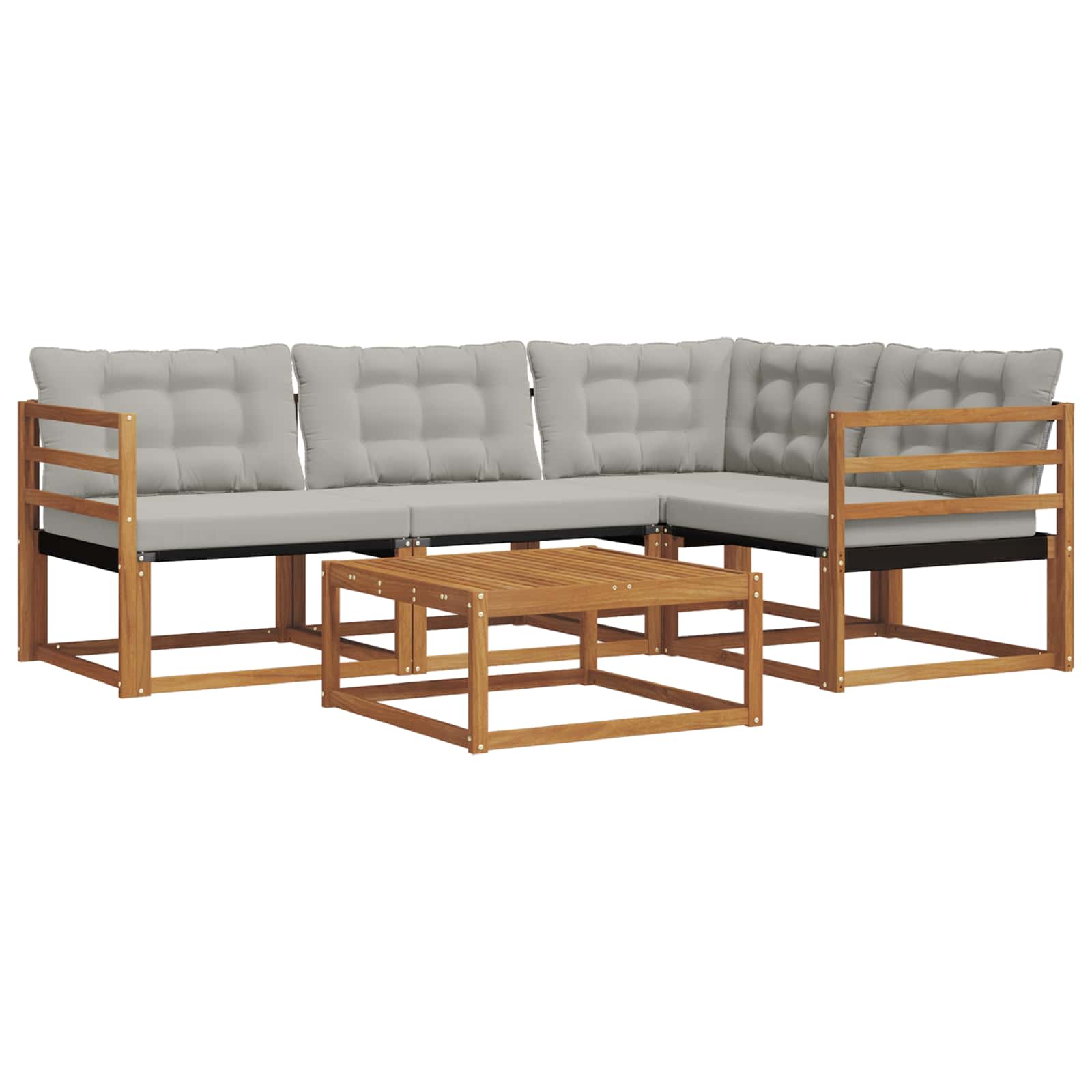 Zunanja garnitura za sedenje 5 pcs Naravna in svetlo siva - slika 2