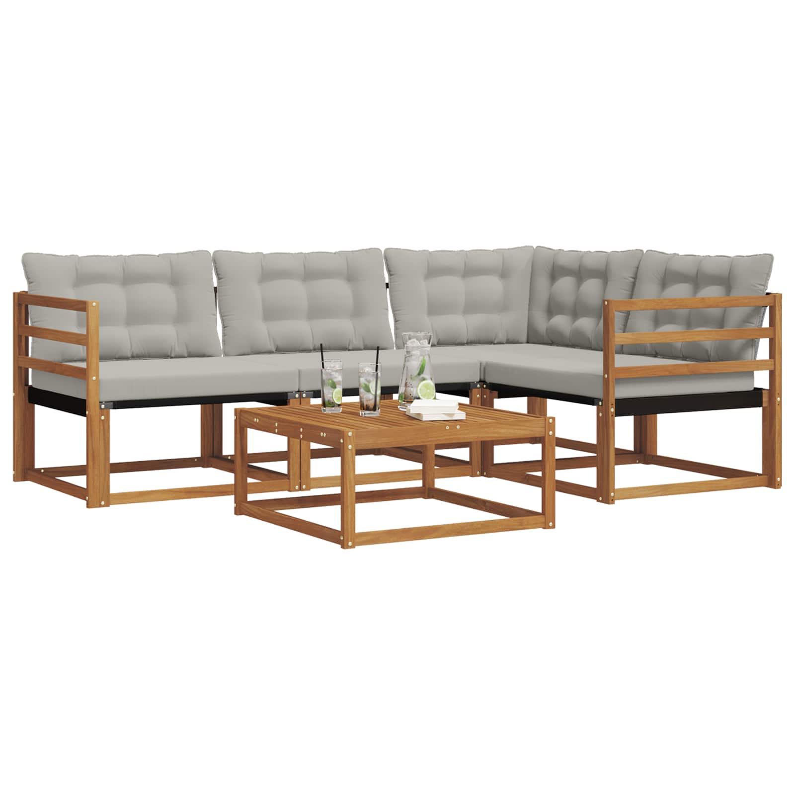 Zunanja garnitura za sedenje 5 pcs Naravna in svetlo siva - slika 3