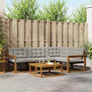 Zunanja garnitura za sedenje 5 pcs Naravna in svetlo siva