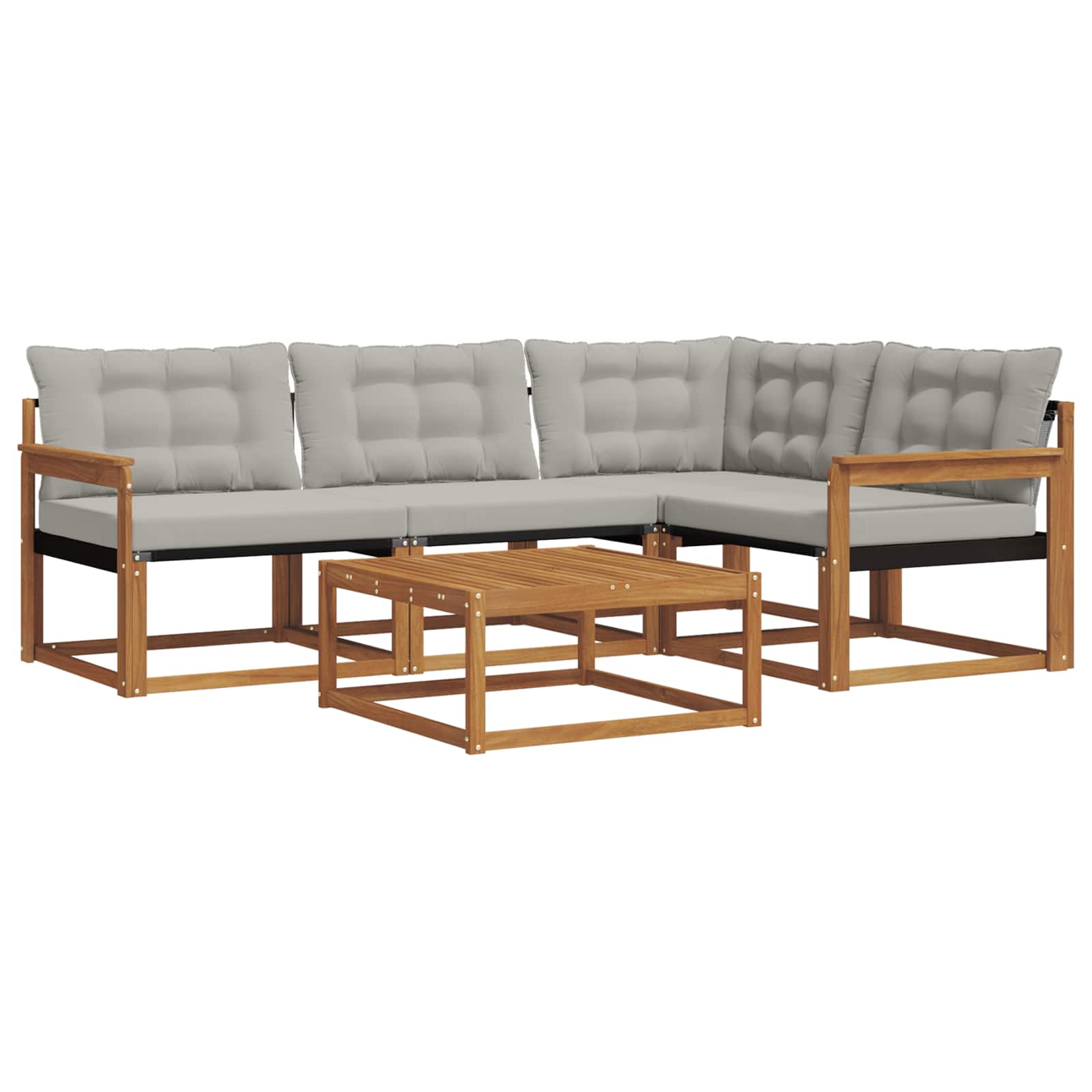 Zunanja garnitura za sedenje 5 pcs Naravna in svetlo siva - slika 2