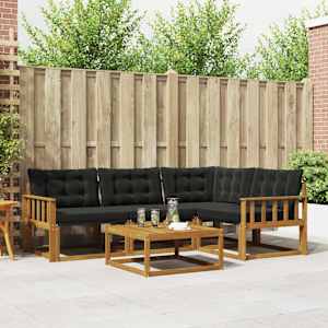 Zunanja garnitura za sedenje z blazino 5 pcs Naravna in črna