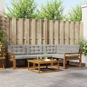 Zunanja garnitura za sedenje 5 pcs Naravna in svetlo siva