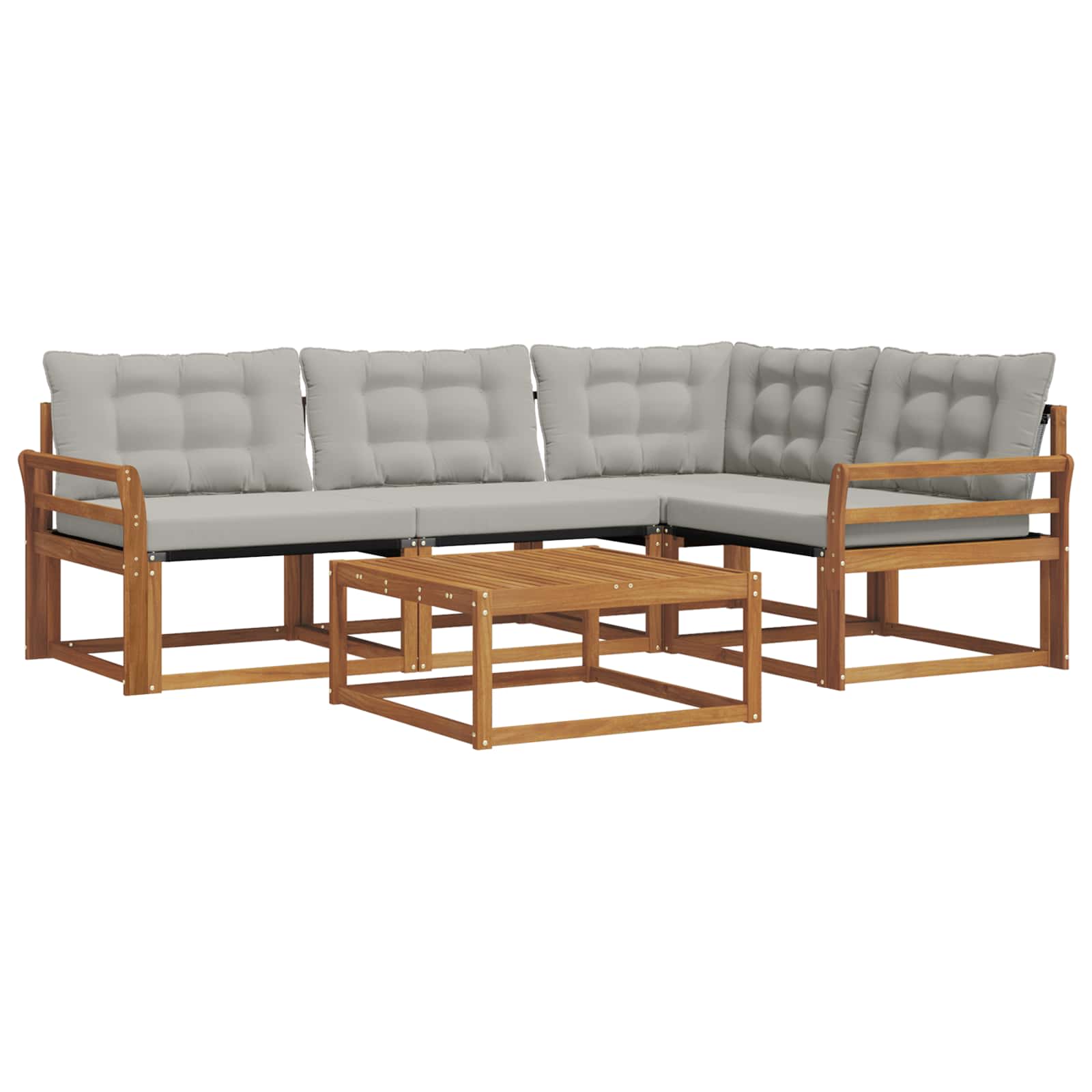 Zunanja garnitura za sedenje 5 pcs Naravna in svetlo siva - slika 2