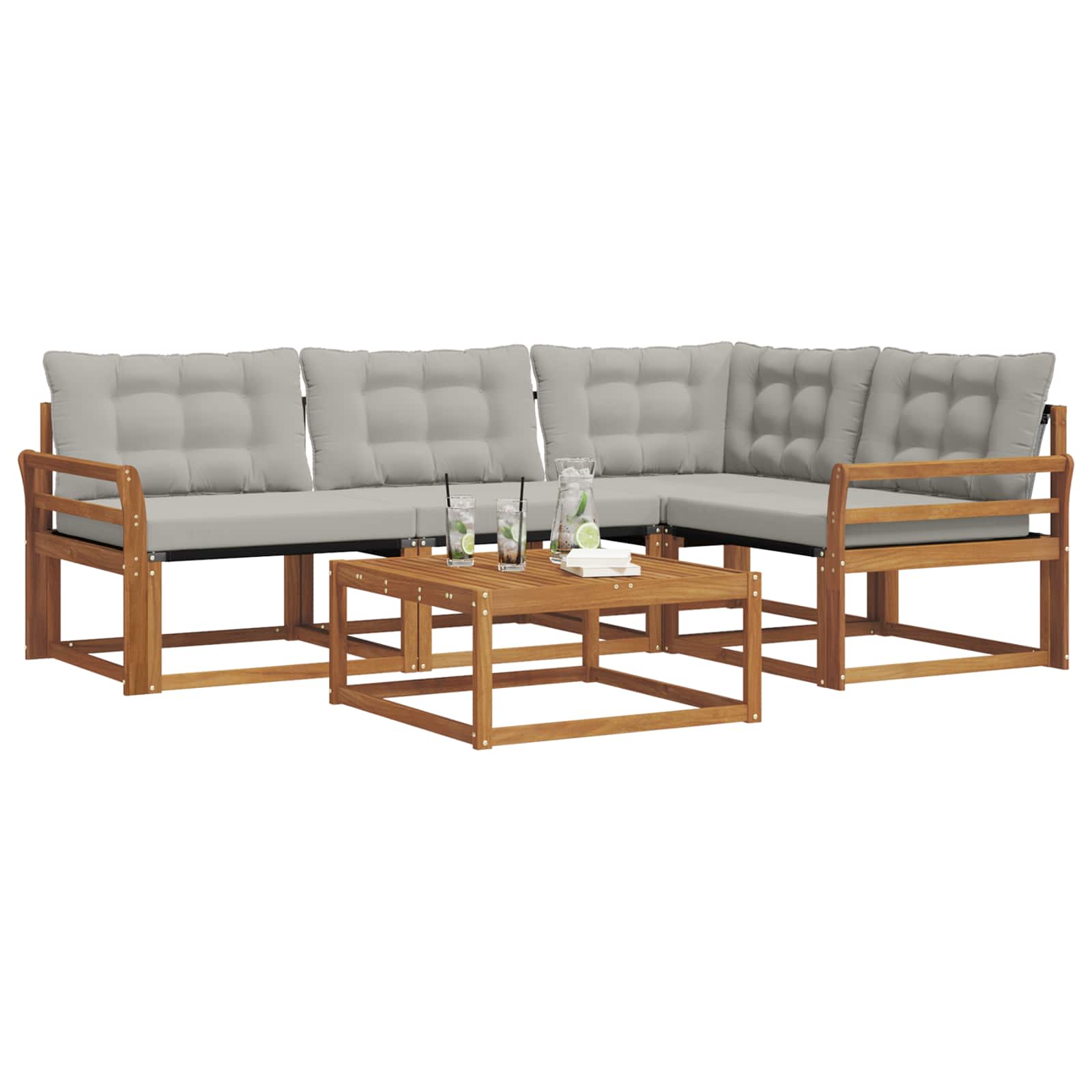 Zunanja garnitura za sedenje 5 pcs Naravna in svetlo siva - slika 3