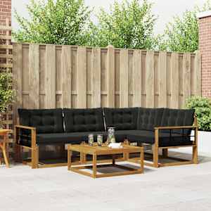 Zunanja garnitura za sedenje z blazino 5 pcs Naravna in črna