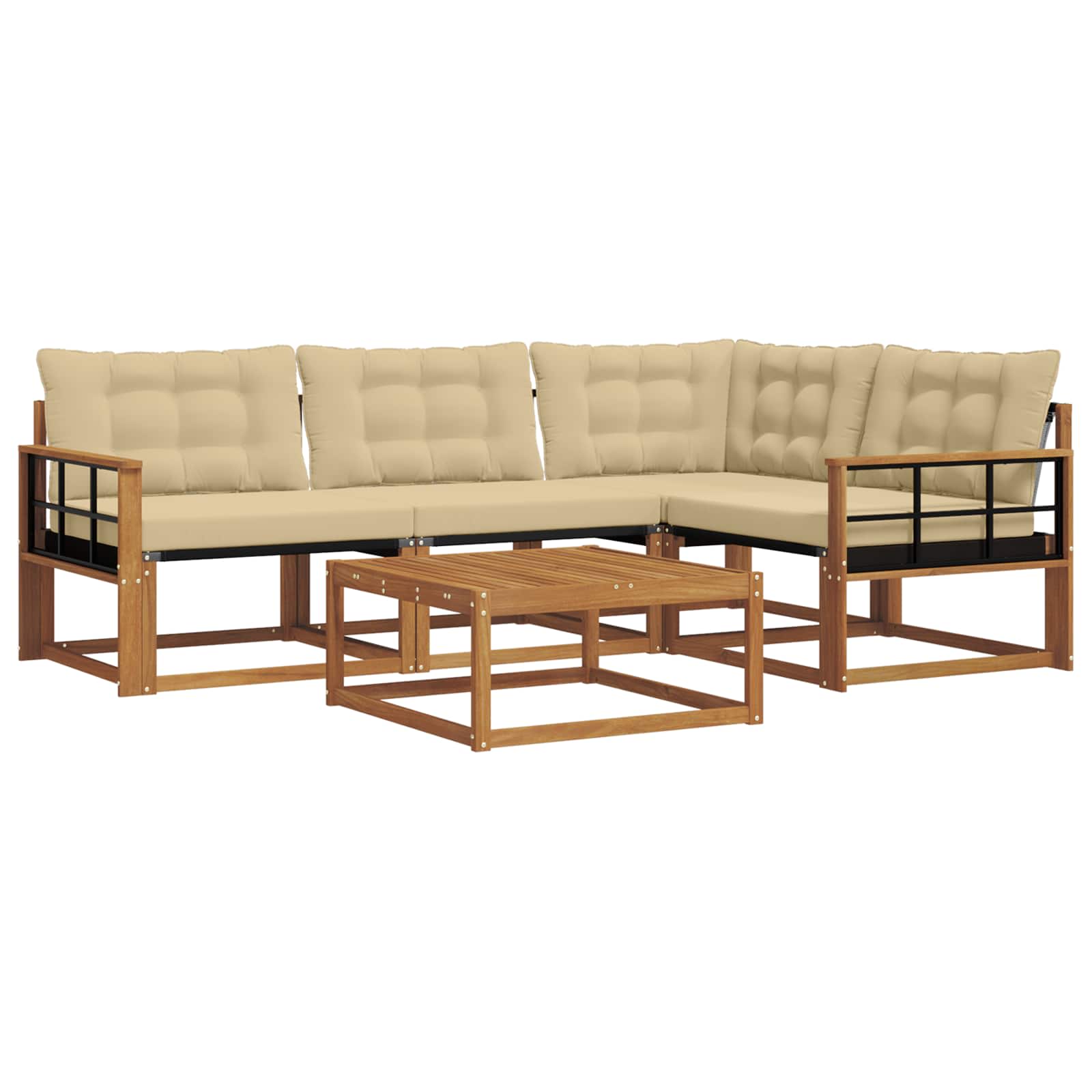 Zunanja garnitura za sedenje z blazino 5 pcs Naravna in bež - slika 2