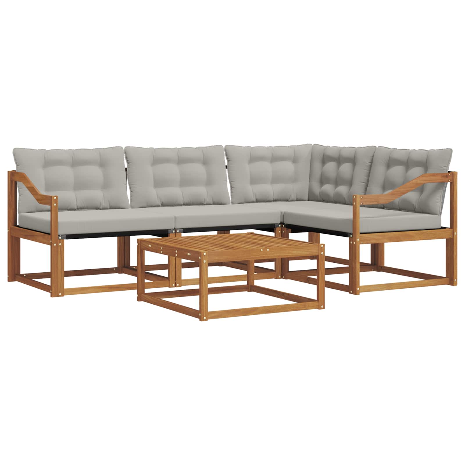 Zunanja garnitura za sedenje 5 pcs Naravna in svetlo siva - slika 2