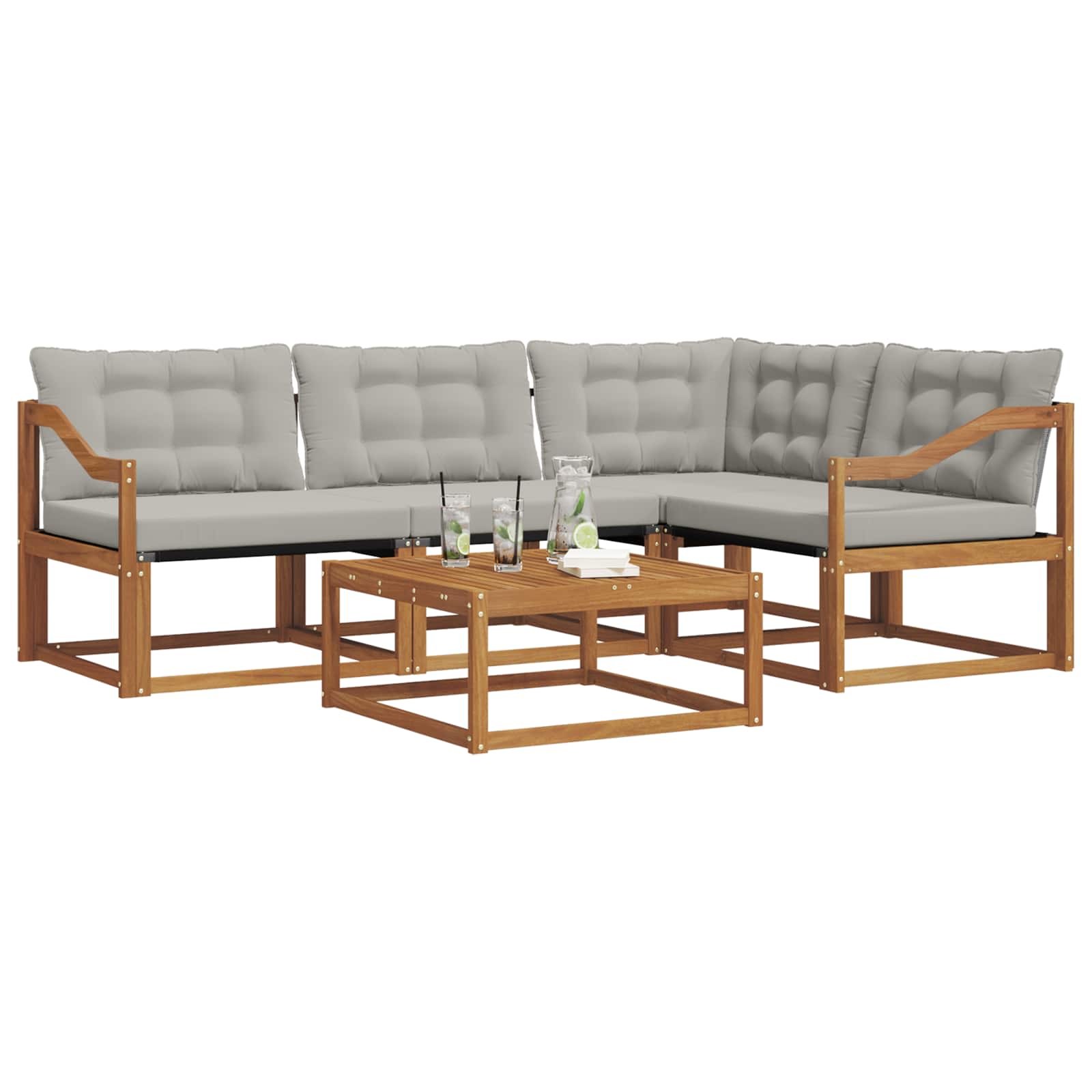 Zunanja garnitura za sedenje 5 pcs Naravna in svetlo siva - slika 3