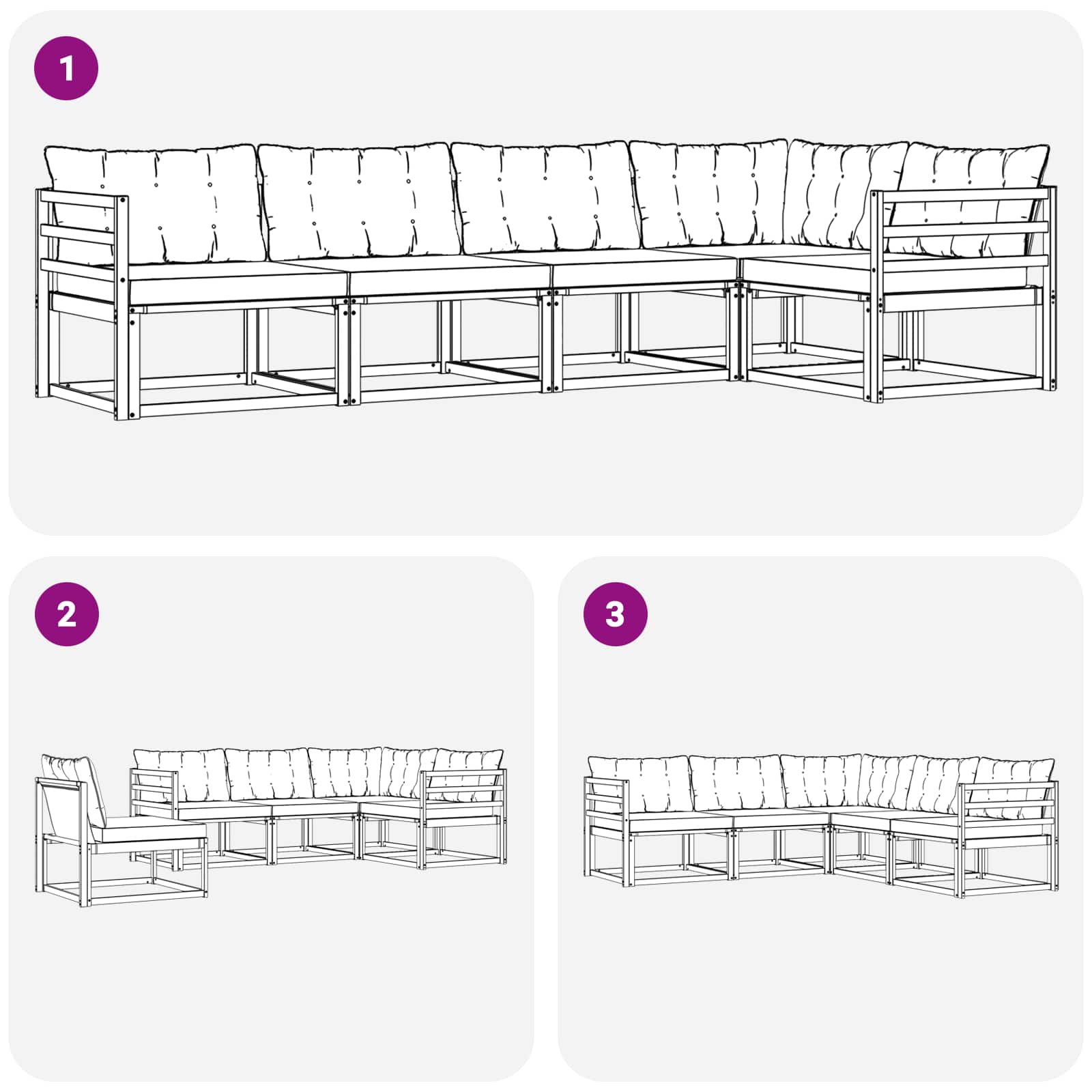 Zunanja garnitura za sedenje z blazino 5 pcs Naravna in črna - slika 8