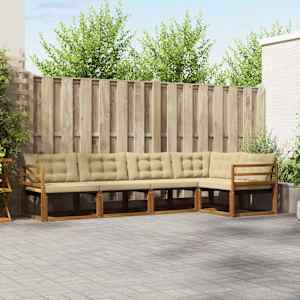 Zunanja garnitura za sedenje z blazino 5 pcs Naravna in bež