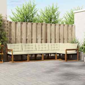 Zunanja garnitura za sedenje z blazino 5 pcs Naravna in smetana