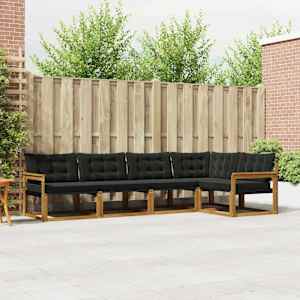 Zunanja garnitura za sedenje z blazino 5 pcs Naravna in črna