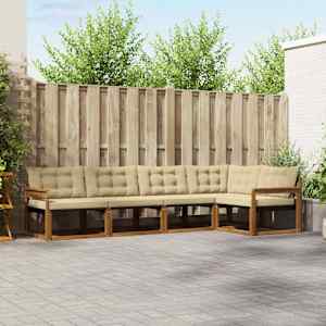 Zunanja garnitura za sedenje z blazino 5 pcs Naravna in bež