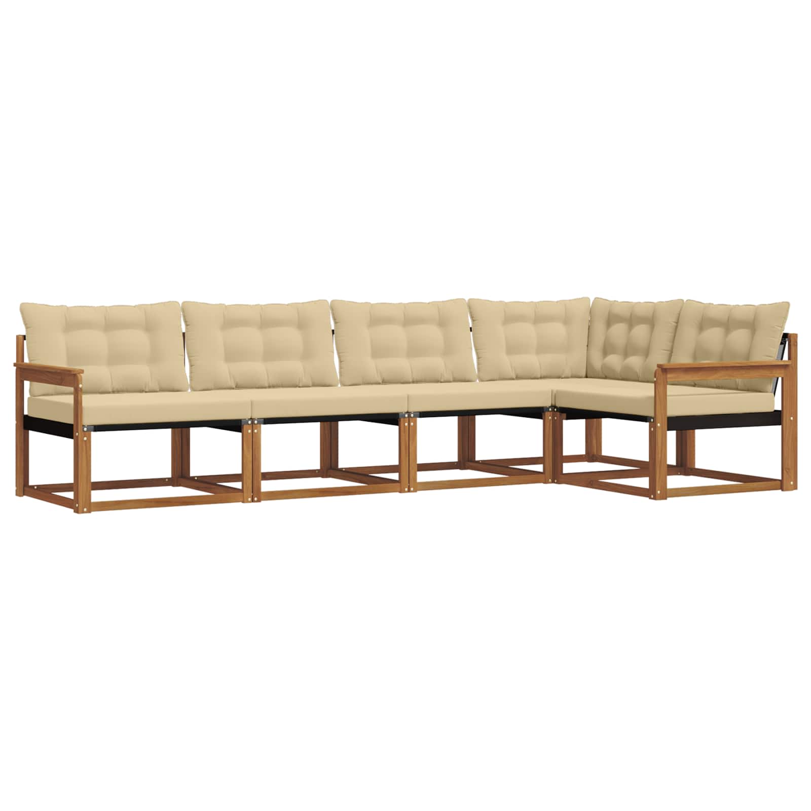 Zunanja garnitura za sedenje z blazino 5 pcs Naravna in bež - slika 2