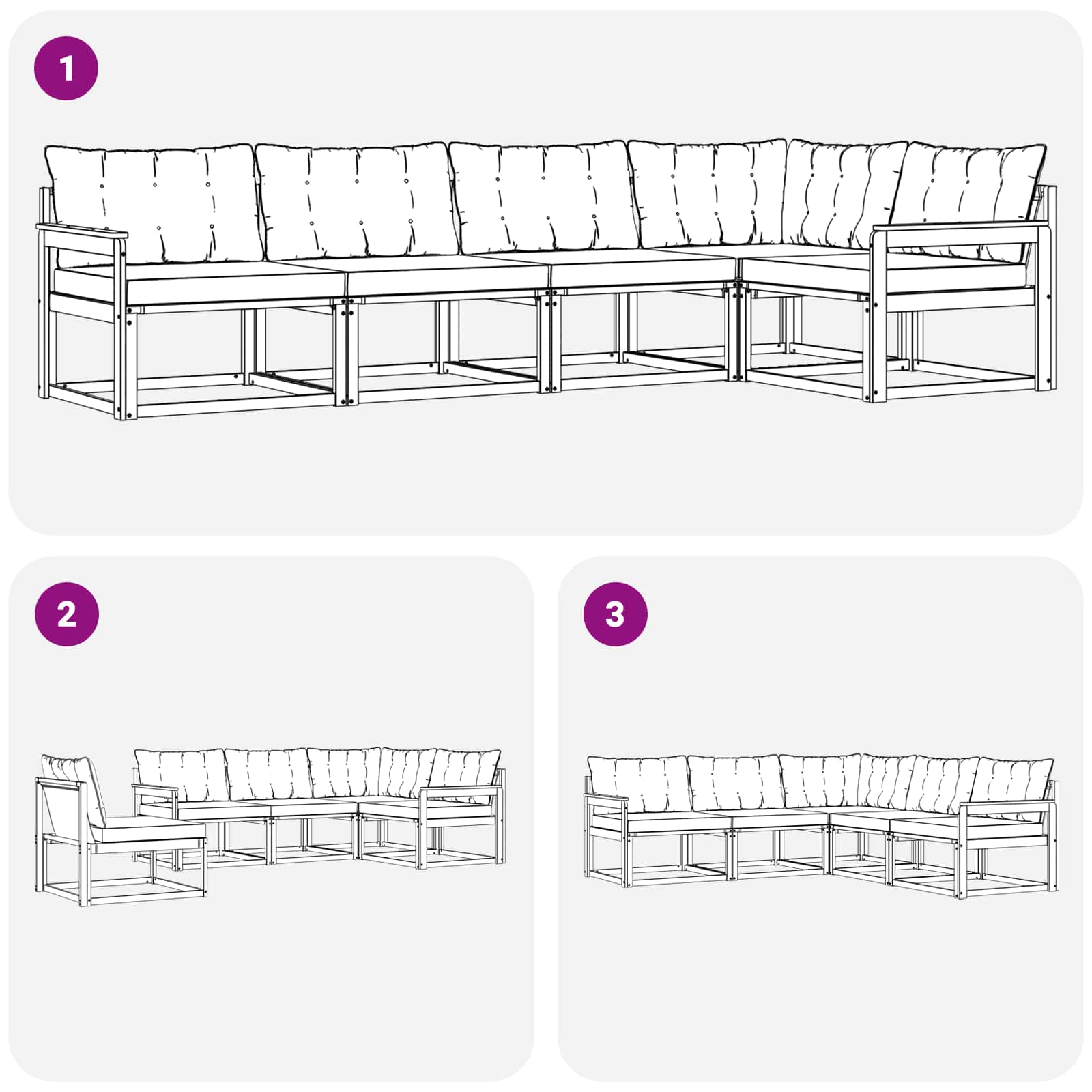 Zunanja garnitura za sedenje z blazino 5 pcs Naravna in bež - slika 8