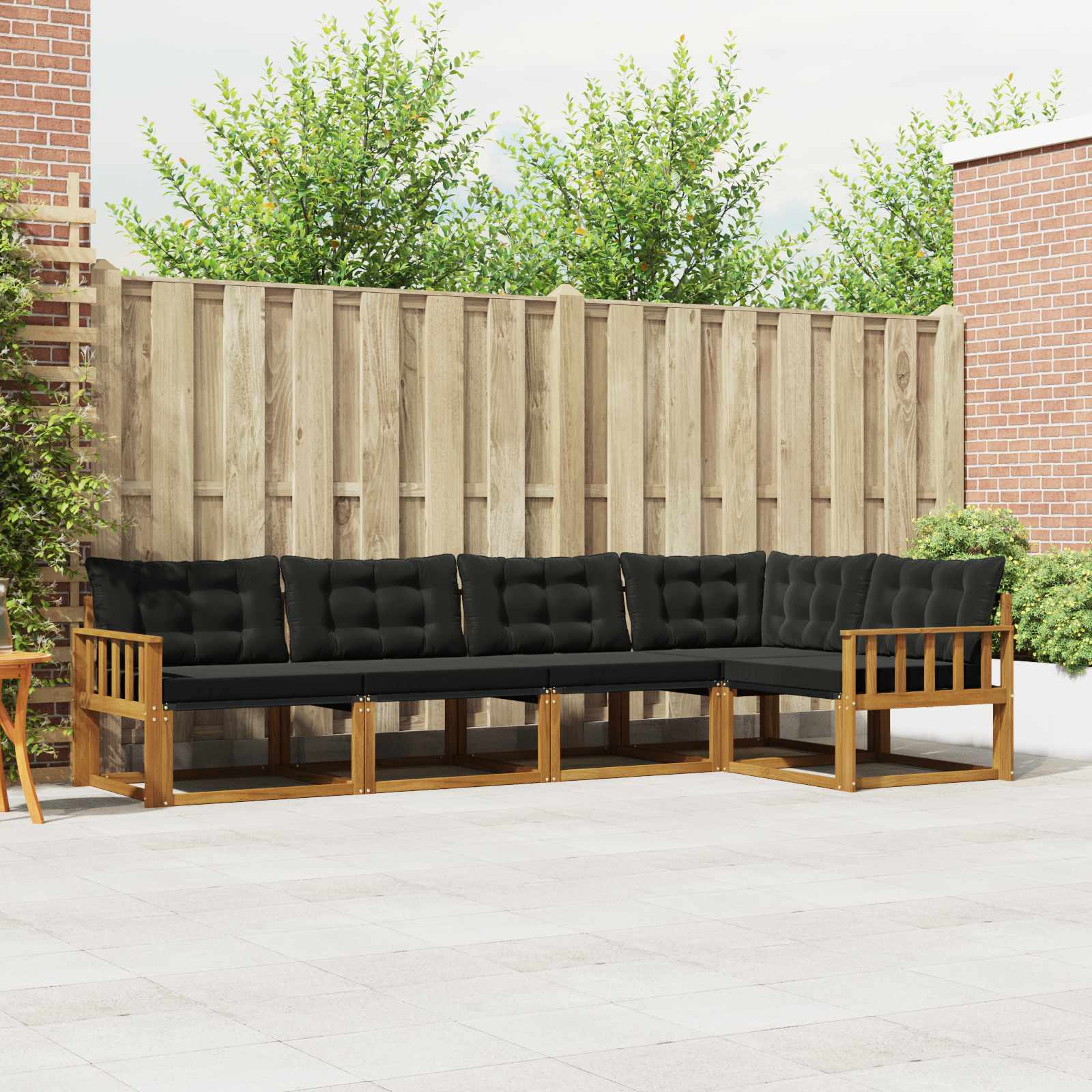 Zunanja garnitura za sedenje z blazino 5 pcs Naravna in črna