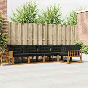 Zunanja garnitura za sedenje z blazino 5 pcs Naravna in črna