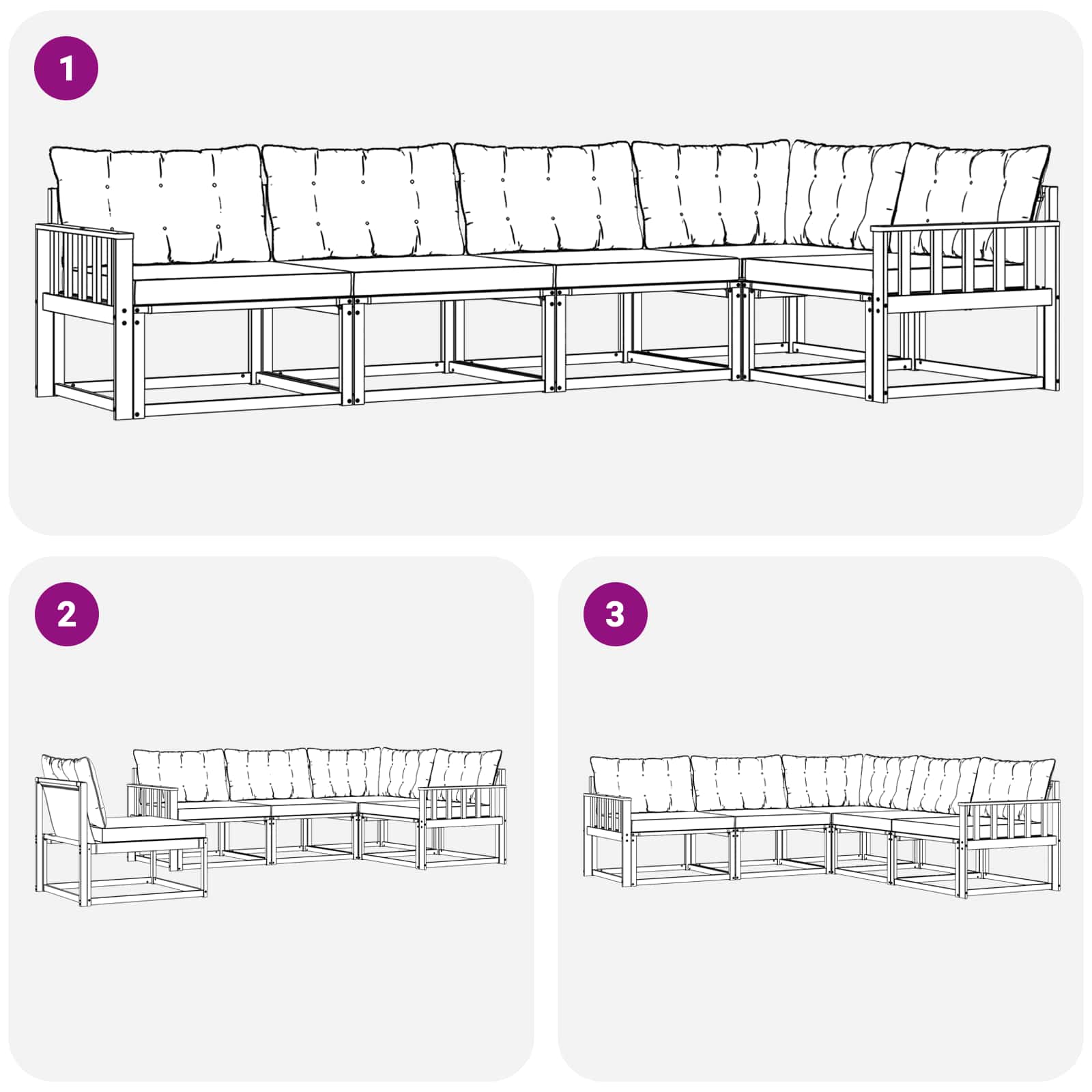 Zunanja garnitura za sedenje z blazino 5 pcs Naravna in črna - slika 8