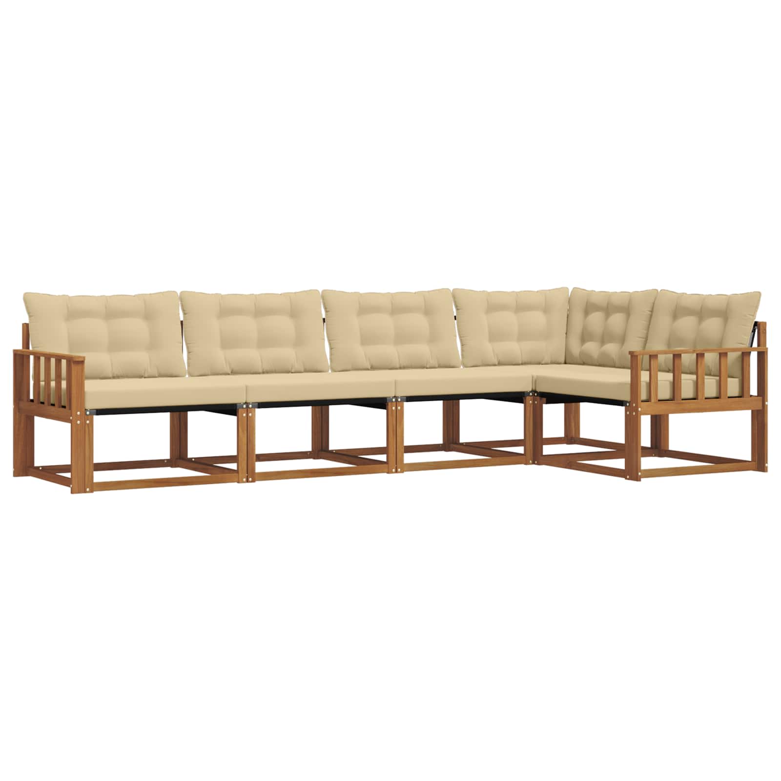 Zunanja garnitura za sedenje z blazino 5 pcs Naravna in bež - slika 2