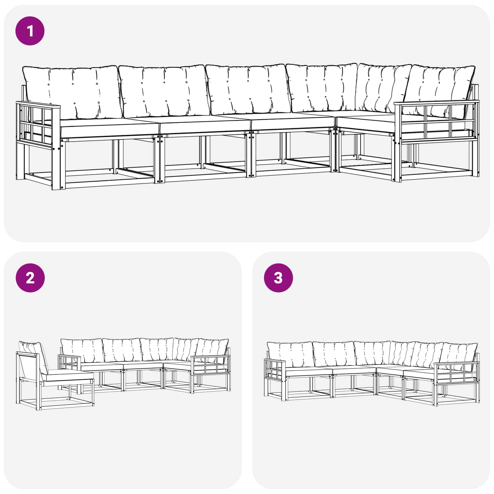 Zunanja garnitura za sedenje 5 pcs Naravna in svetlo siva - slika 8