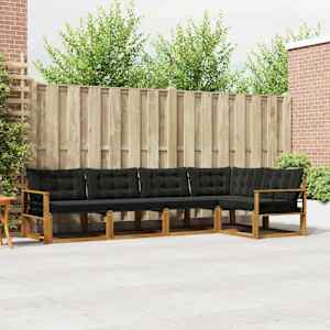 Zunanja garnitura za sedenje z blazino 5 pcs Naravna in črna