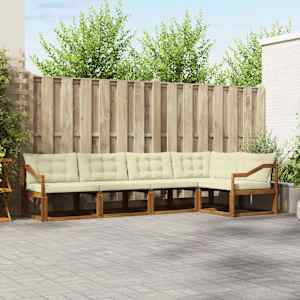 Zunanja garnitura za sedenje z blazino 5 pcs Naravna in smetana