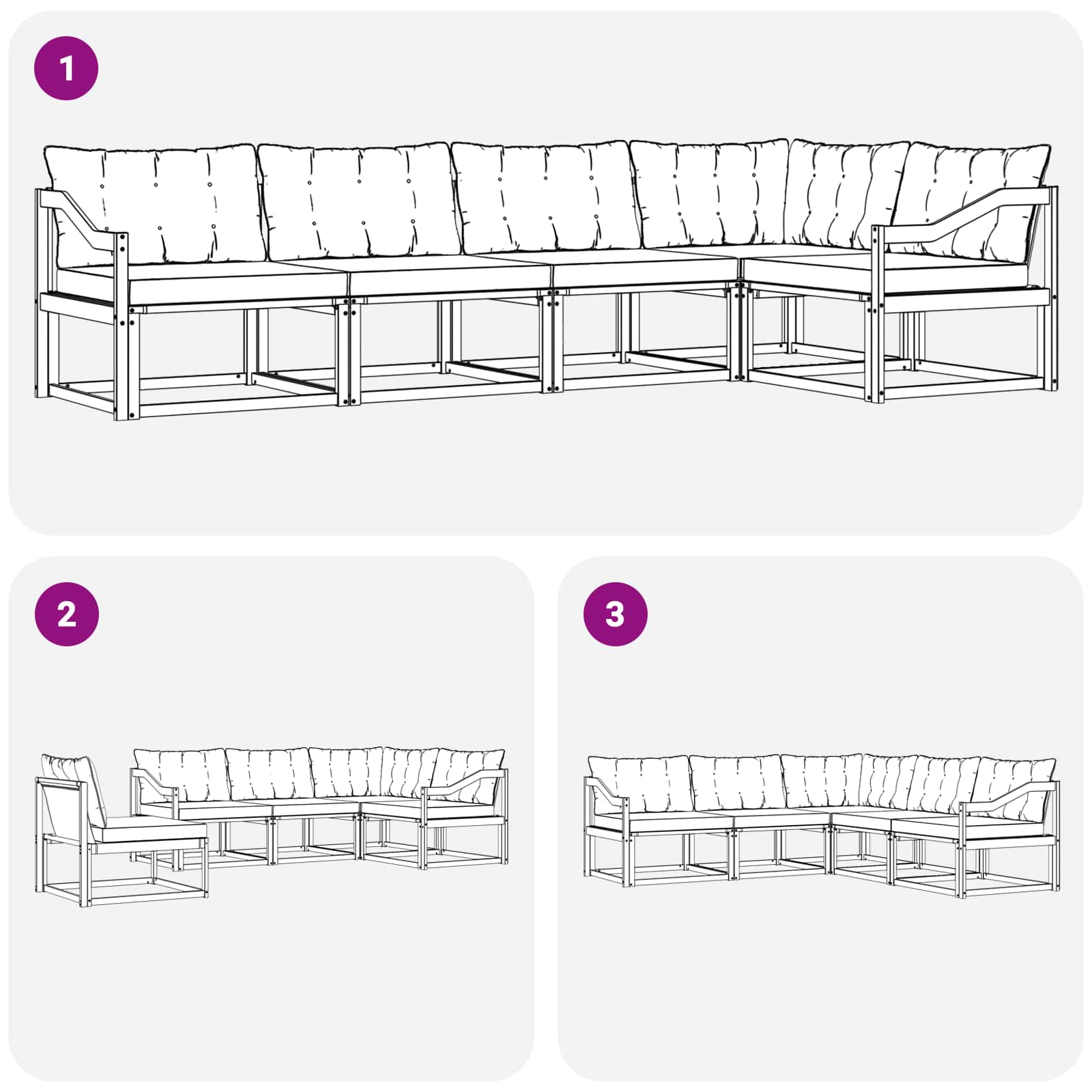 Zunanja garnitura za sedenje z blazino 5 pcs Naravna in črna - slika 8