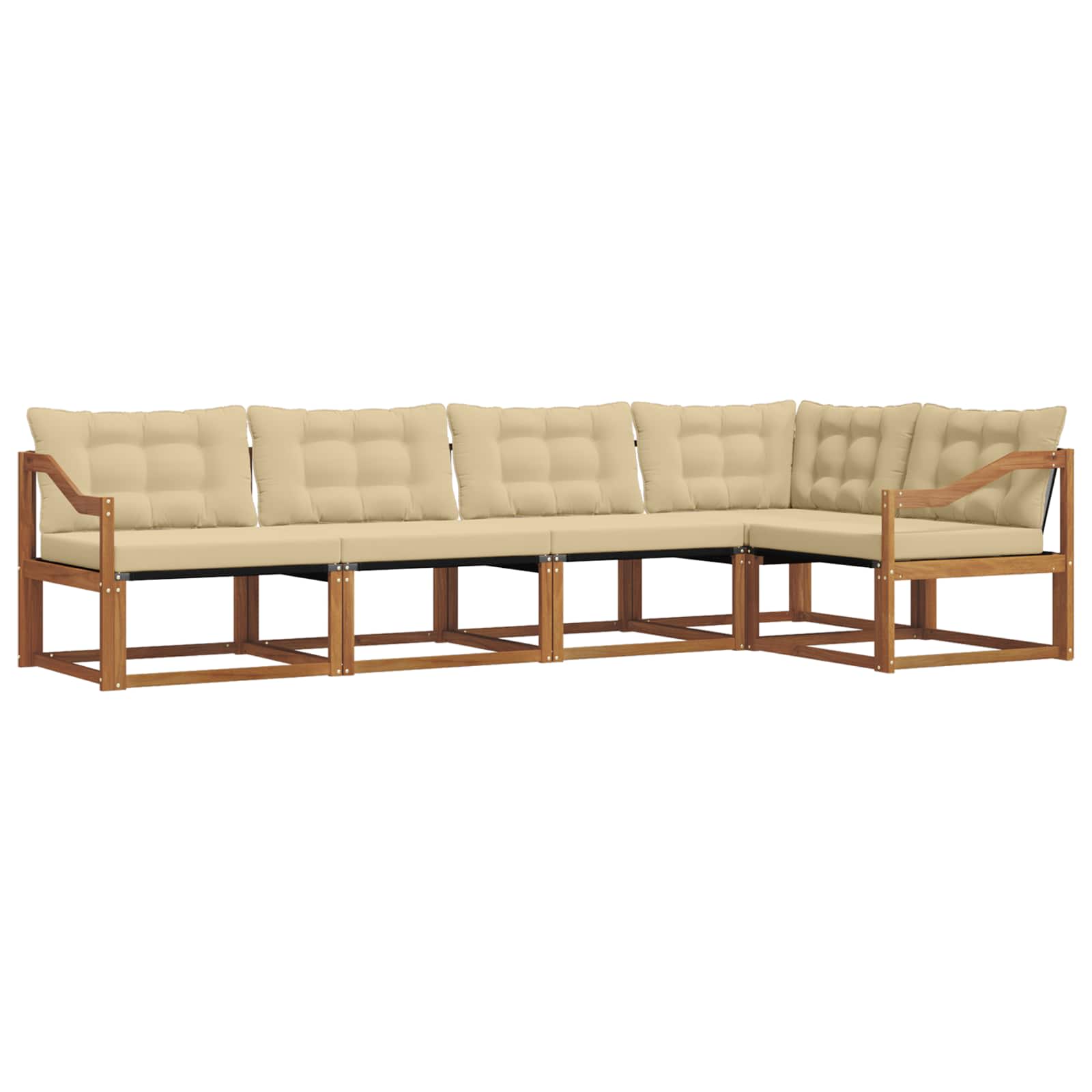 Zunanja garnitura za sedenje z blazino 5 pcs Naravna in bež - slika 2