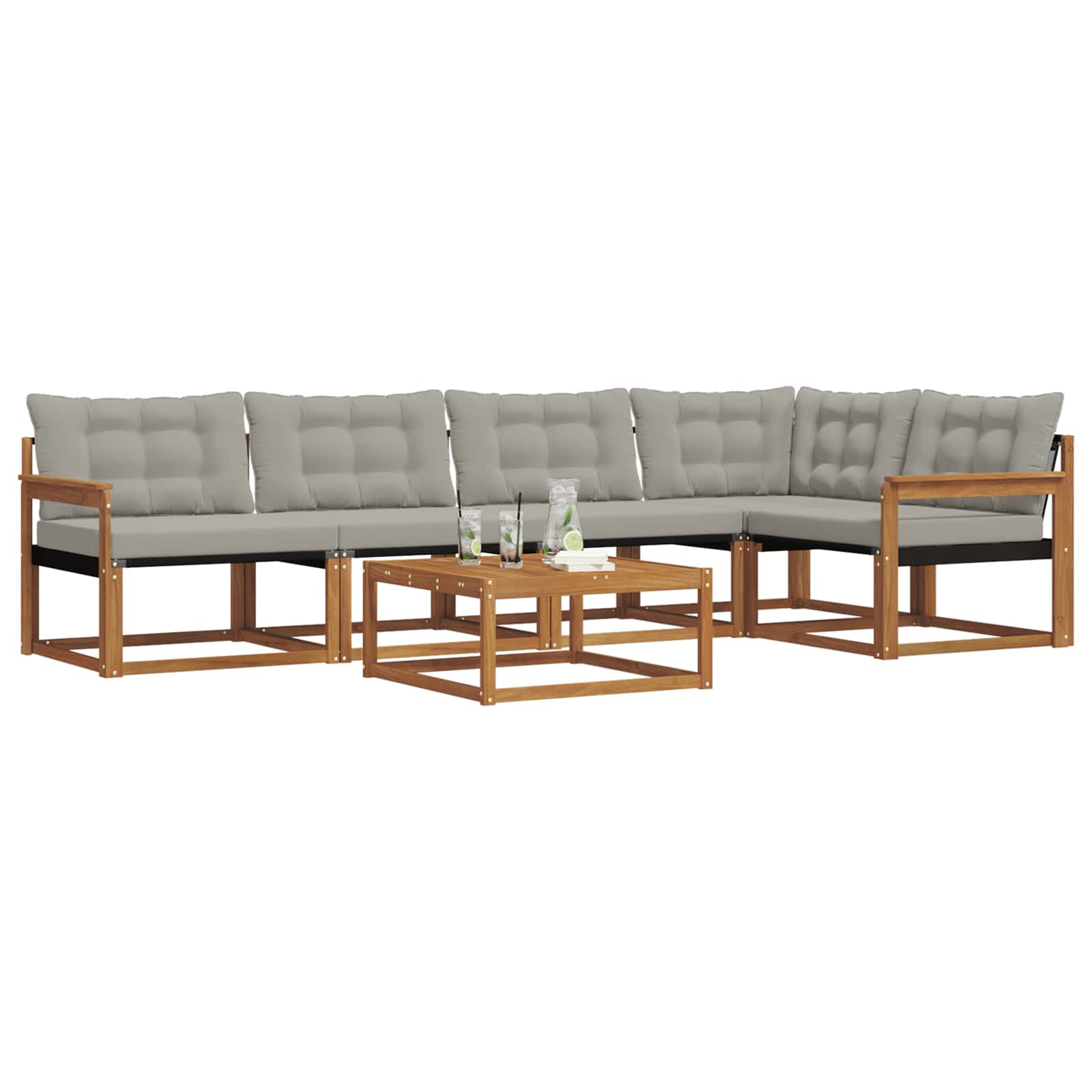 Zunanja garnitura za sedenje 6 pcs Naravna in svetlo siva - slika 3