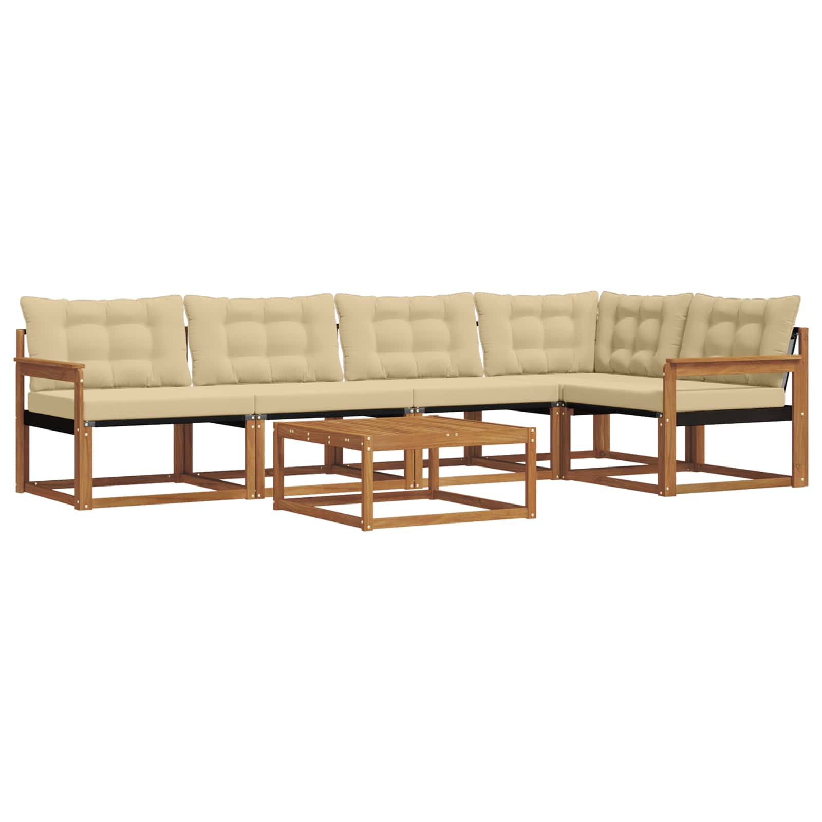 Zunanja garnitura za sedenje z blazino 6 pcs Naravna in bež - slika 2