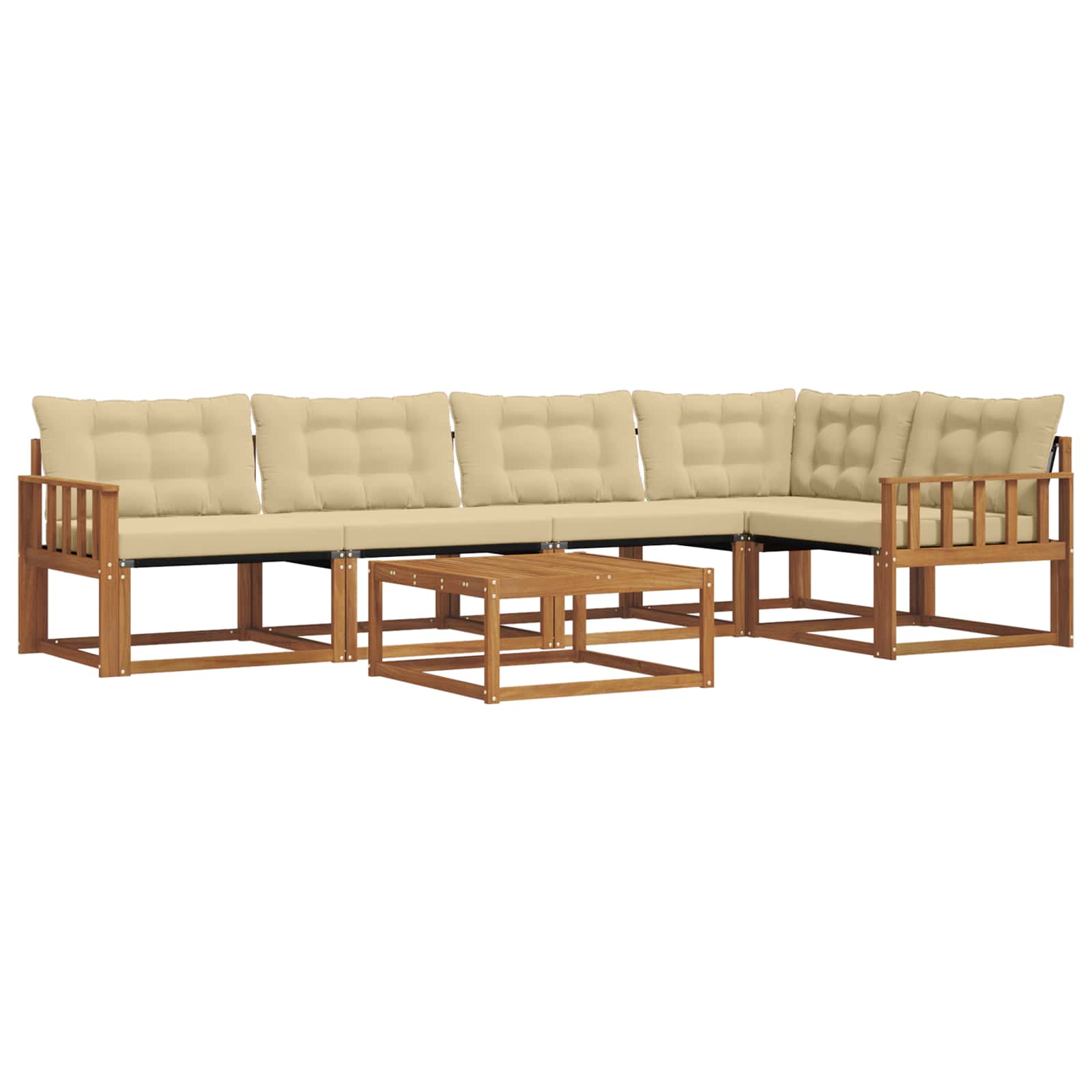 Zunanja garnitura za sedenje z blazino 6 pcs Naravna in bež - slika 2