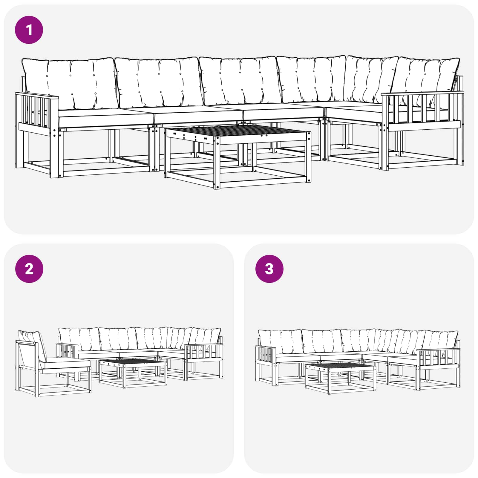 Zunanja garnitura za sedenje z blazino 6 pcs Naravna in bež - slika 10
