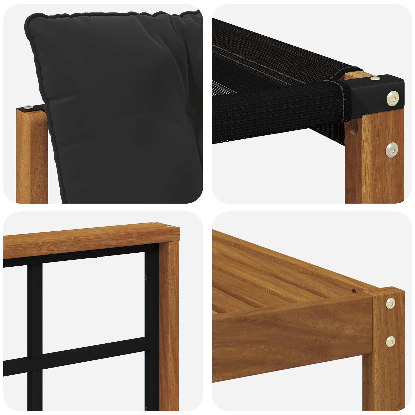 Zunanja garnitura za sedenje z blazino 6 pcs Naravna in črna - slika 9