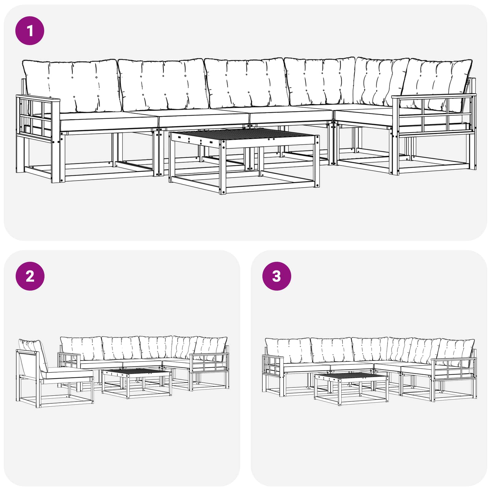 Zunanja garnitura za sedenje z blazino 6 pcs Naravna in bež - slika 10