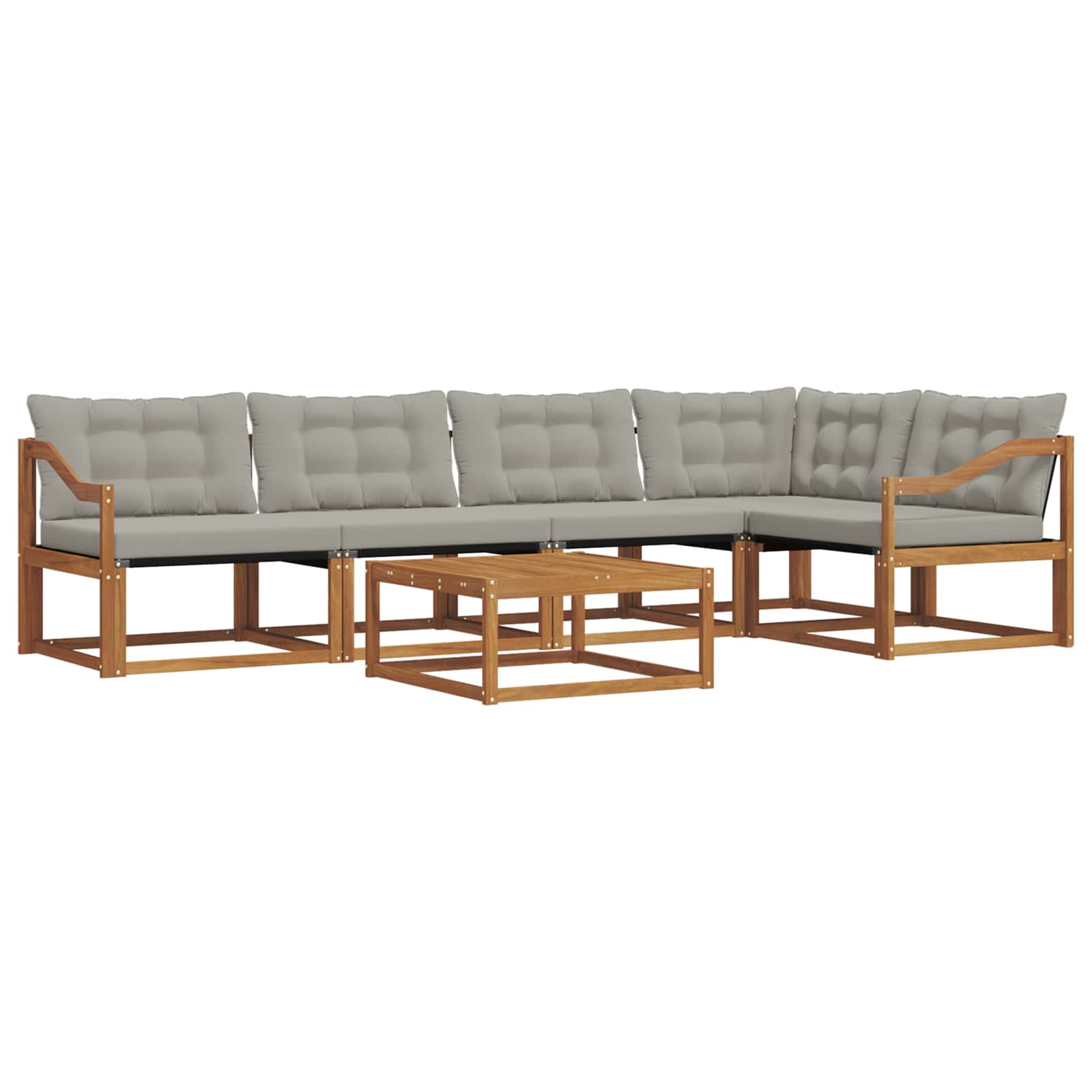 Thumbnail - vidaXL Outdoor-Sofagarnitur mit Kissen 6 pcs Natürlich und Hellgrau