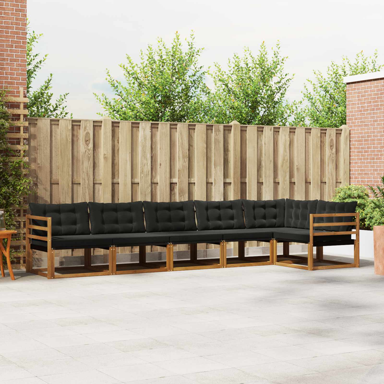 vidaXL Outdoor-Sofagarnitur mit Kissen 6 pcs Natürlich und Schwarz