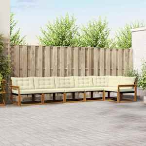 Zunanja garnitura za sedenje z blazino 6 pcs Naravna in smetana