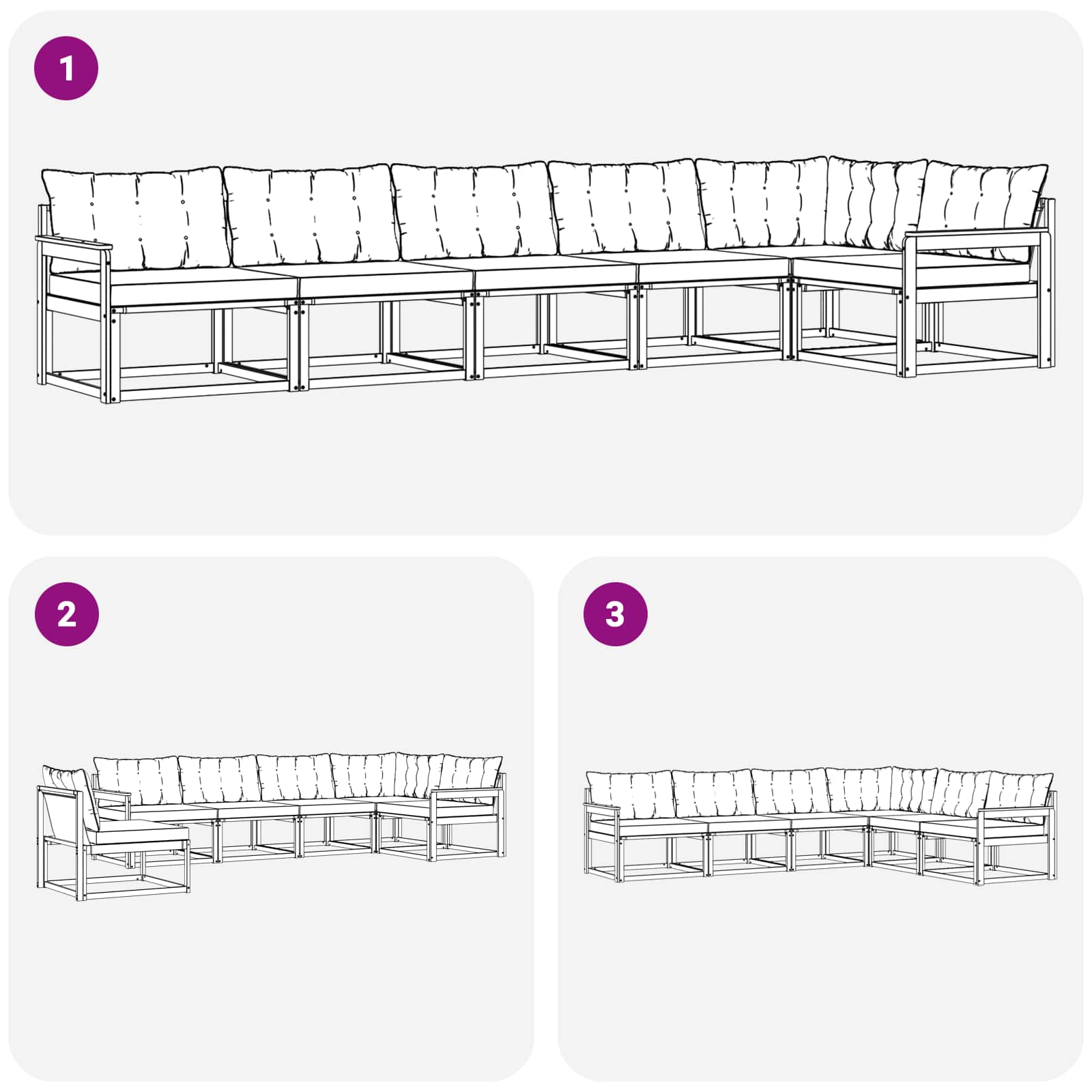 Zunanja garnitura za sedenje z blazino 6 pcs Naravna in smetana - slika 8