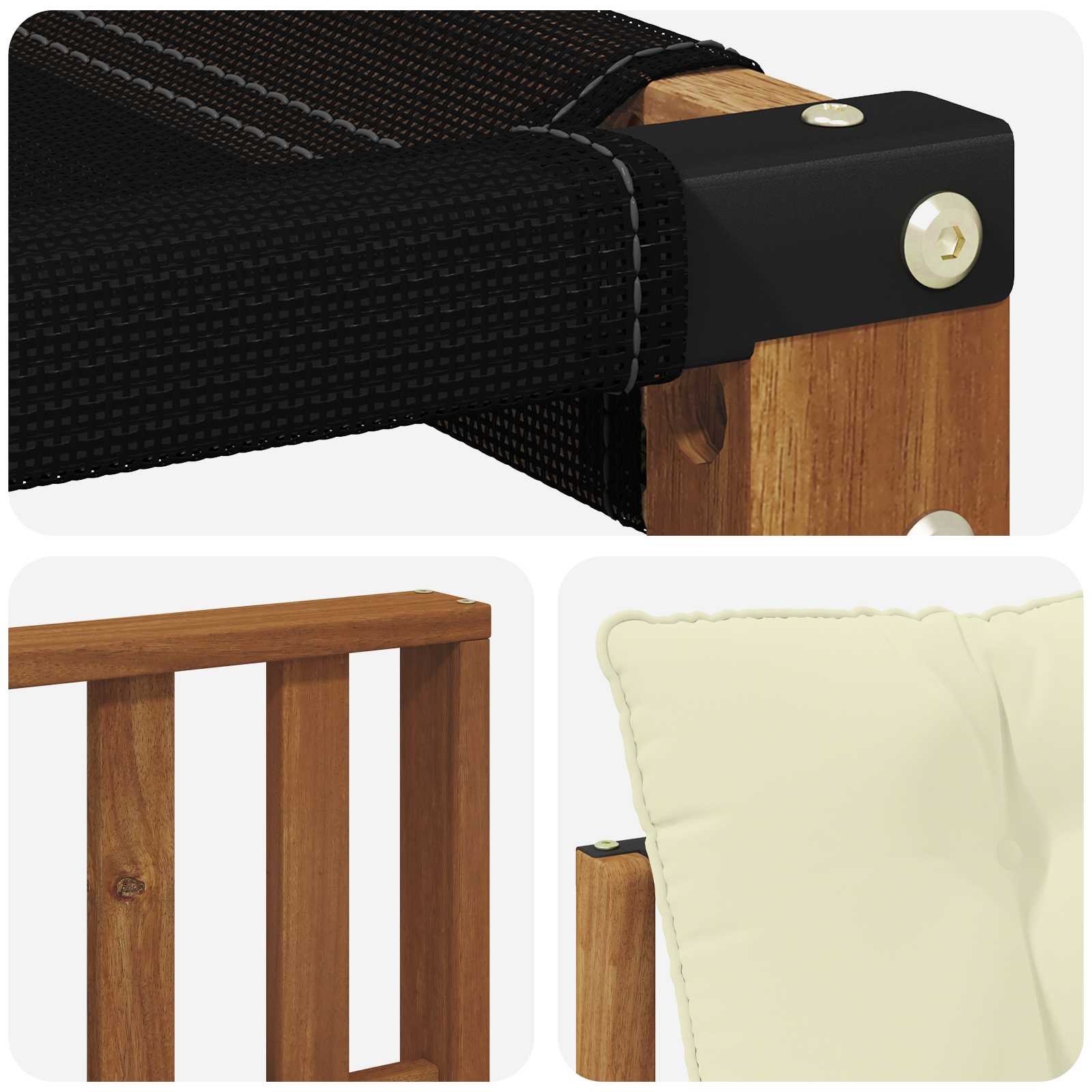 Zunanja garnitura za sedenje z blazino 6 pcs Naravna in smetana - slika 7